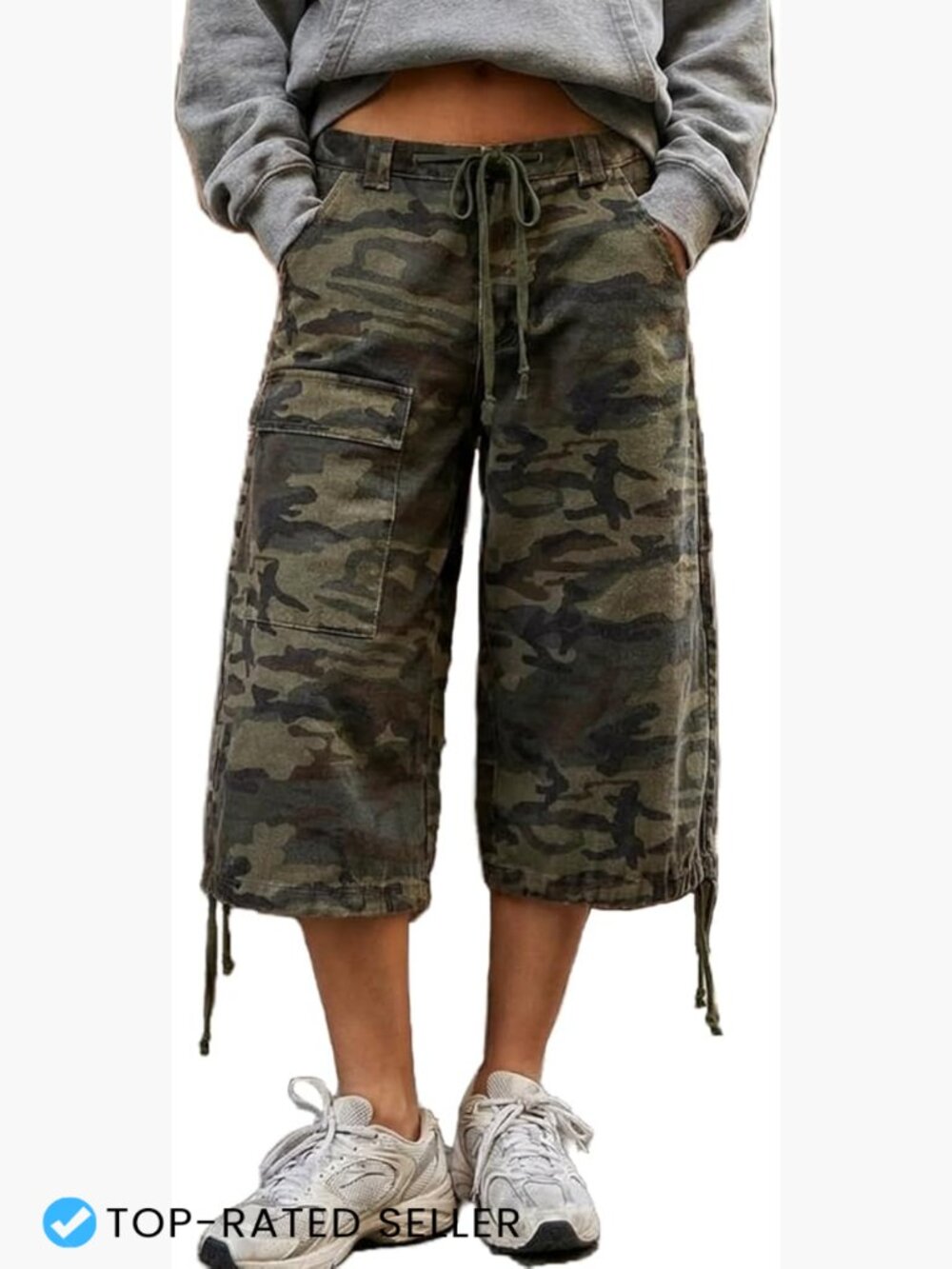 Y2K Cargo Jean Shorts Women Low Rise Baggy Denim Casual Drawstring Camo Jorts